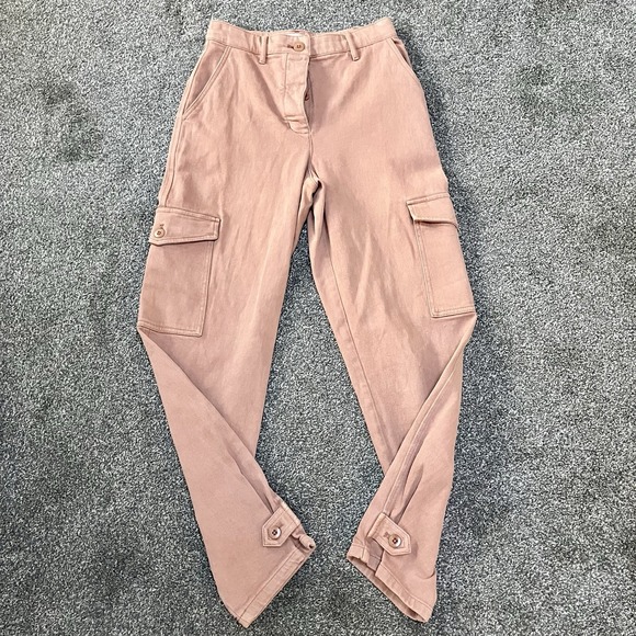 Aritzia Denim - Aritzia Wilfred Free Sz 4 Pants Women's Beige/Pink Cargo Twill Straight Leg